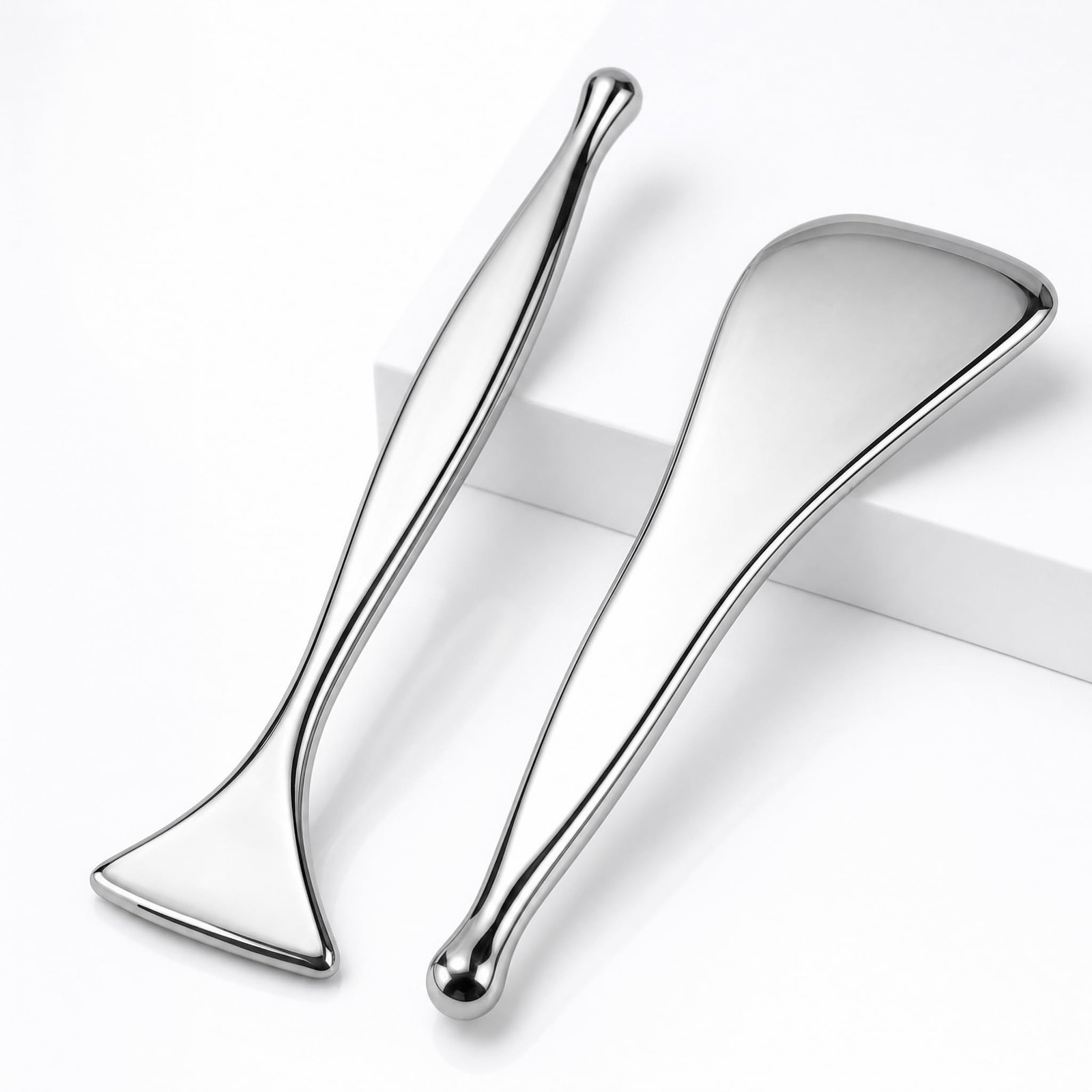 xaytsut 2-Pack Stainless Steel Acupressure Pen and Gua Sha 2-Pack, Silver