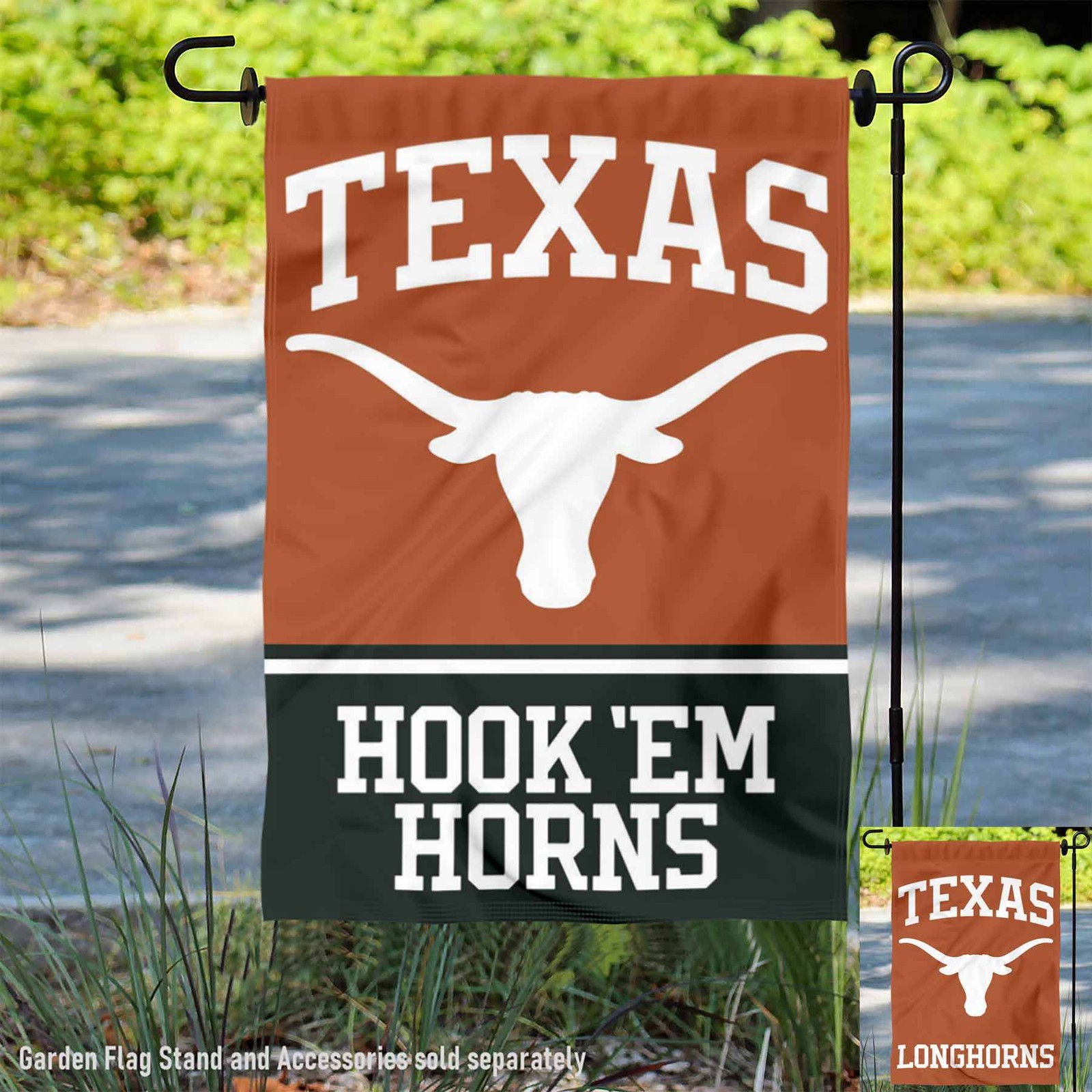 Texas UT Longhorns Hook'em Horns Garden Flag and Yard Banner