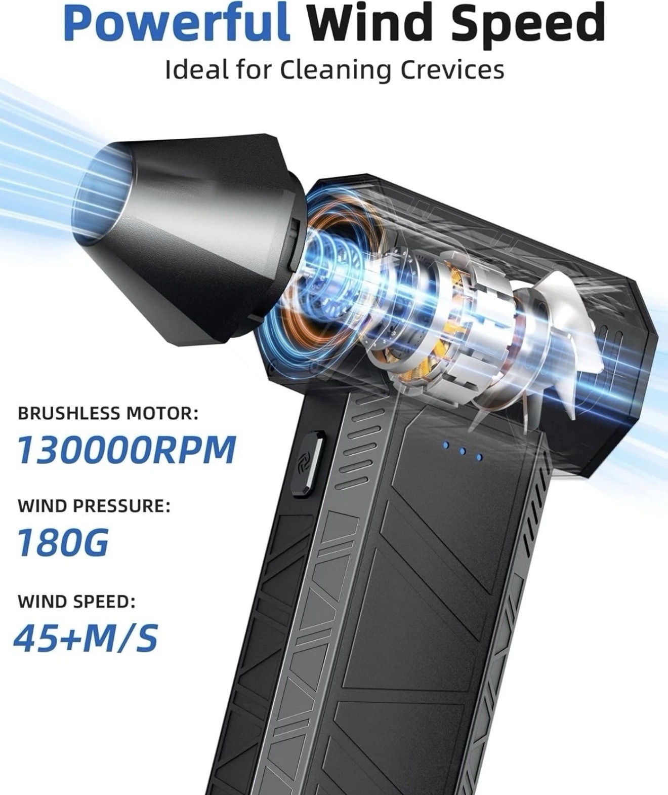 Electric Compressed Air Duster With Suction Vacuum Attachment FREE SHIPPING