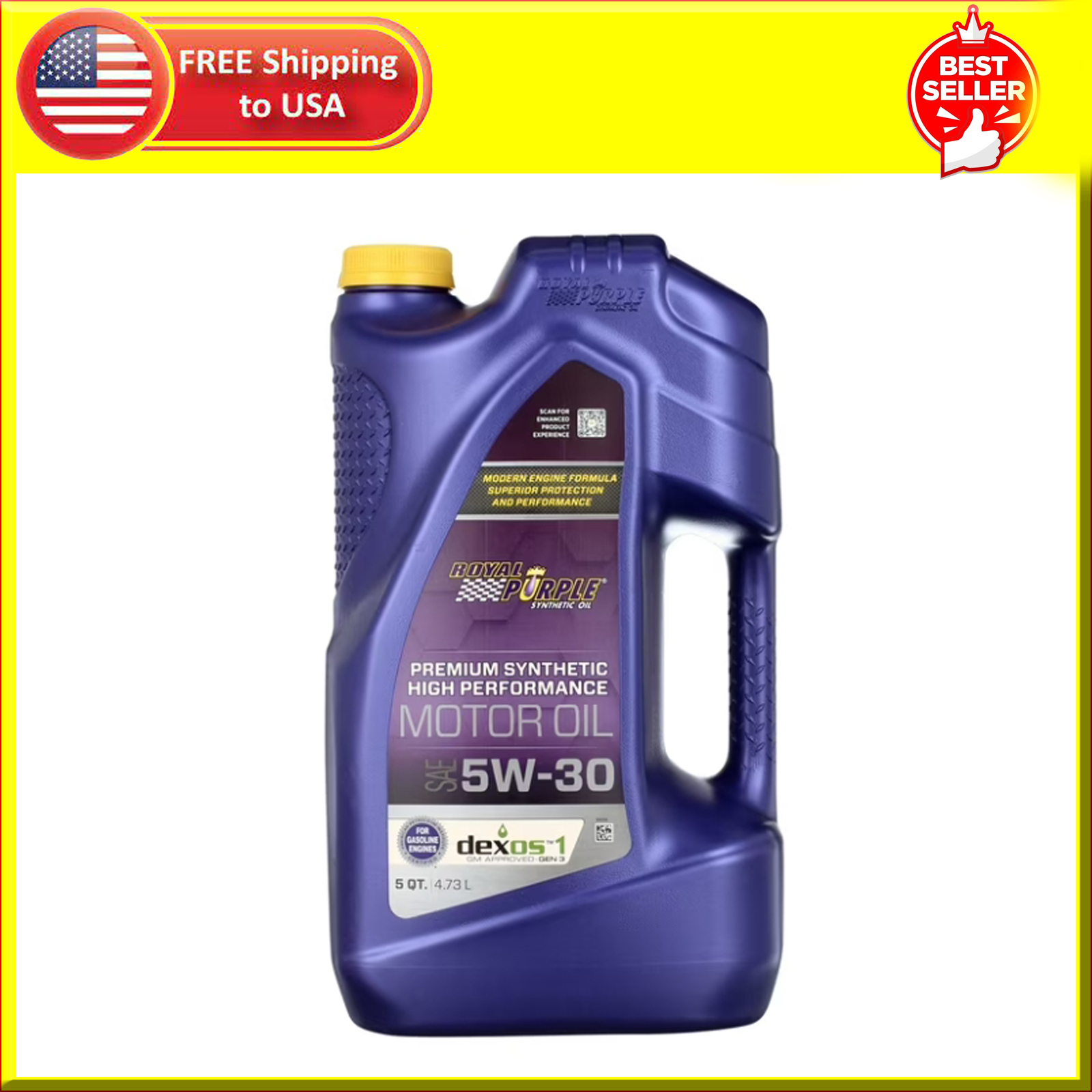 Royal Purple High Performance Motor Oil 5W-30 Premium Synthetic, 5 Quarts