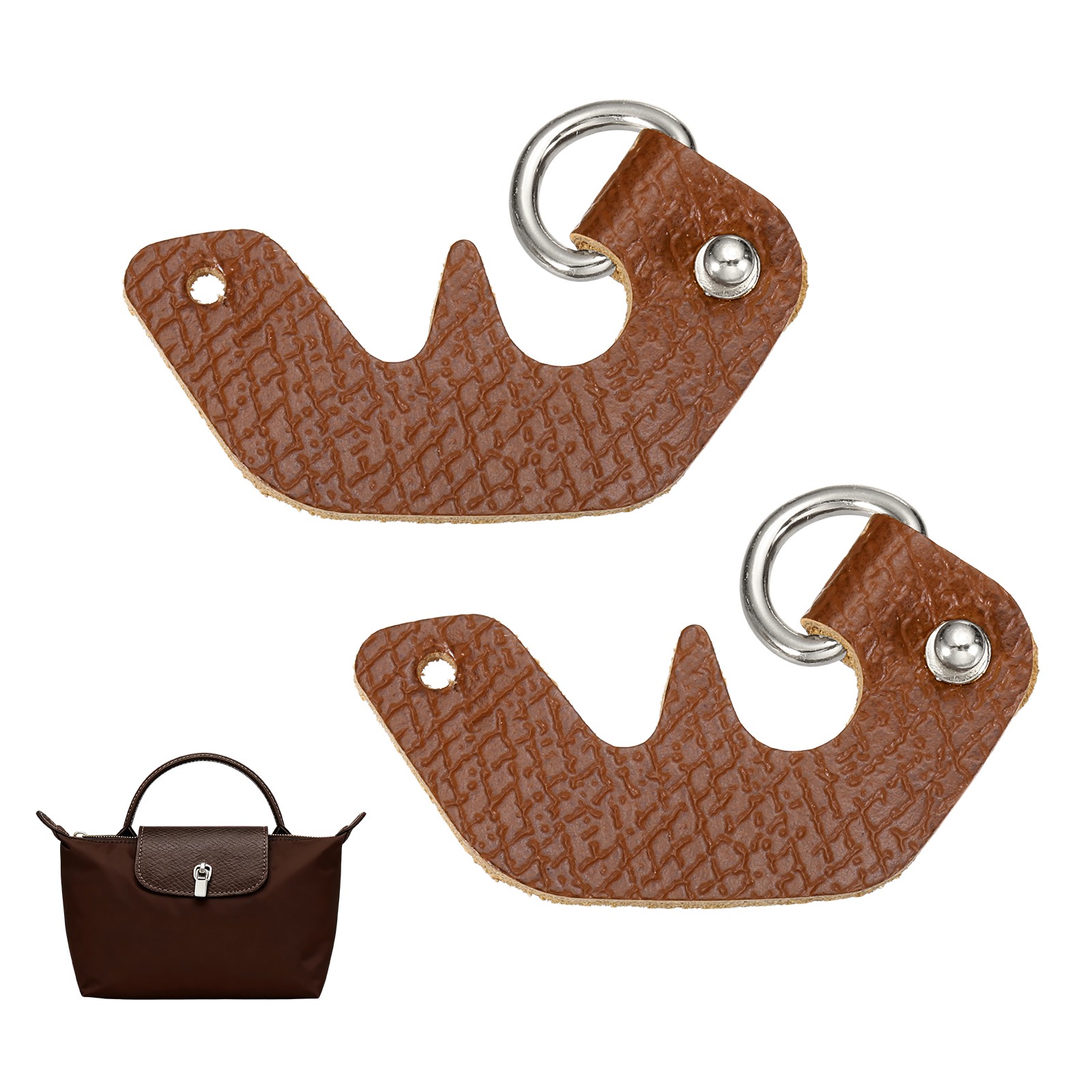 2 Pcs Purse Straps Buckle Replacement, Punch-Free Bag Accessories, Brown Silver
