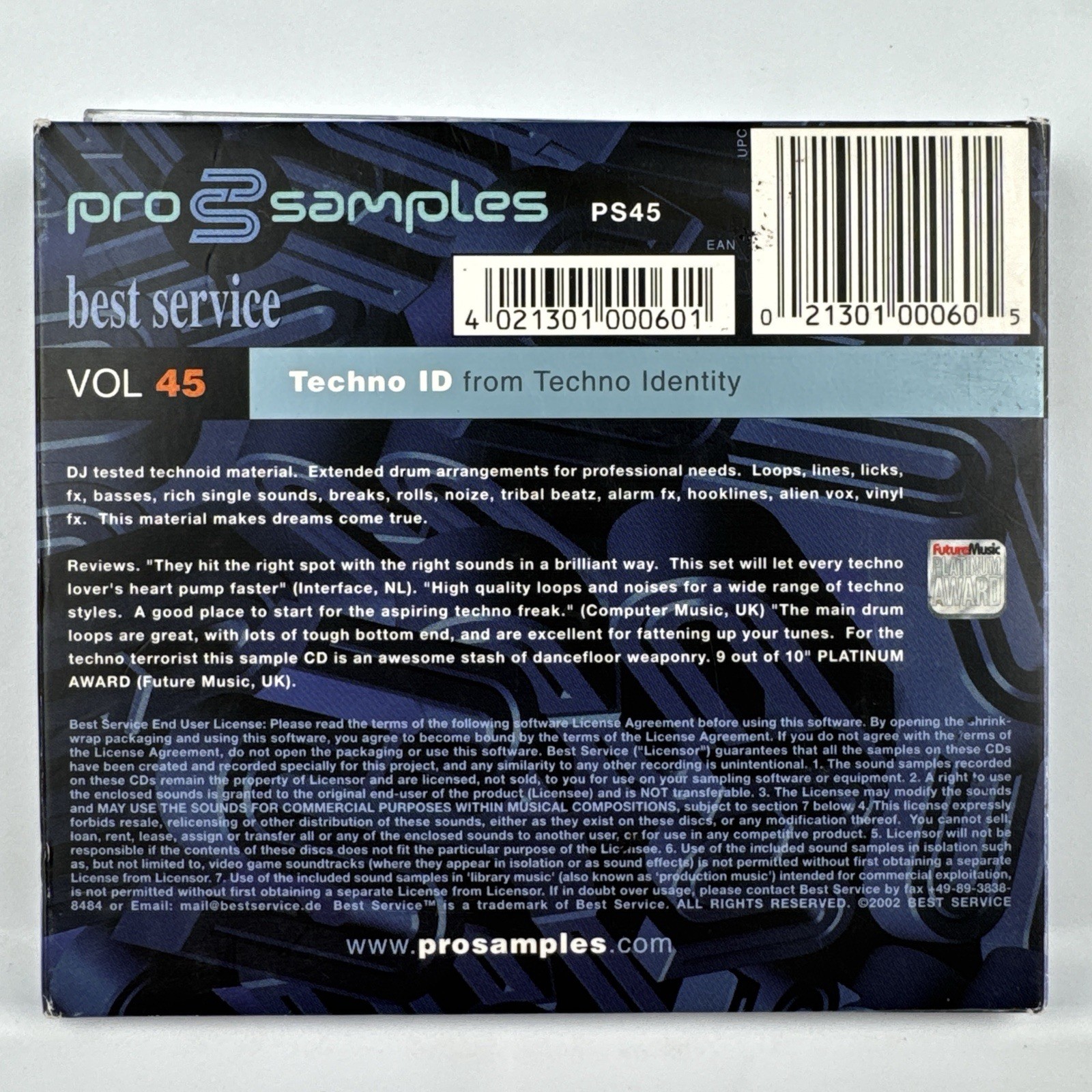 Best Service ProSamples Vol 45 Techno ID Sample Library 2 CD Audio AKAI EXS24