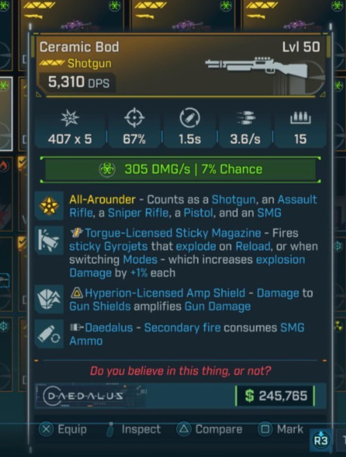 🔥Borderlands 4 [PS5/XBOX/PC] Daed Ceramic BOD Torque Full Ele Set SMG LVL 50 x6