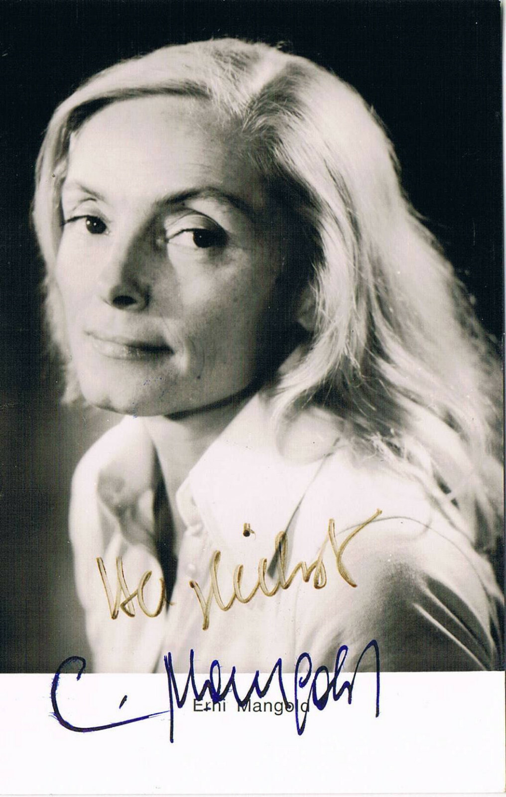 Erni Mangold 1927- autograph signed postcard photo 3.5"x5.5" Austrian actress
