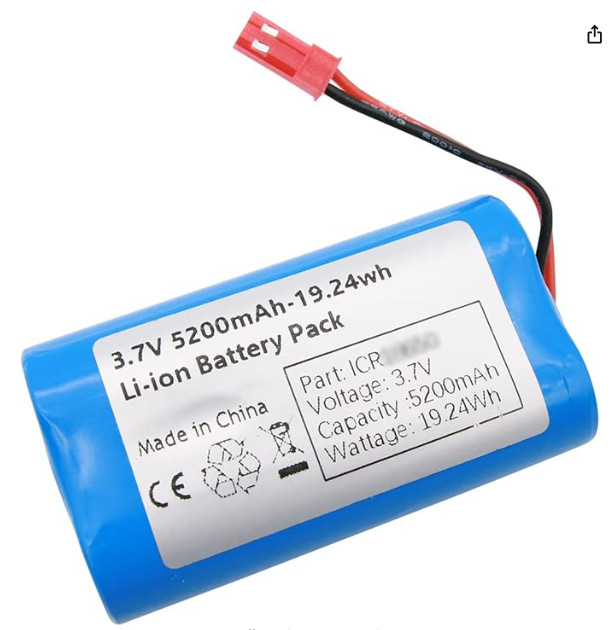 3.7V 5200mAh Rechargeable Battery Pack Lithium Ion Batteries with JST-2P Connect
