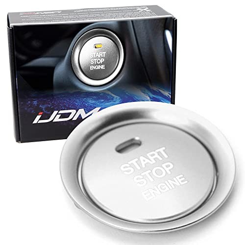 2pc Set Aluminum Keyless Engine Push Start Button & Surrounding Silver