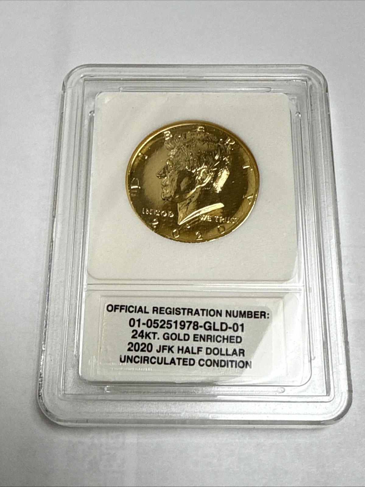 2020 P JFK John F. Kennedy Uncirculated 24K Gold-enriched Half-Dollar
