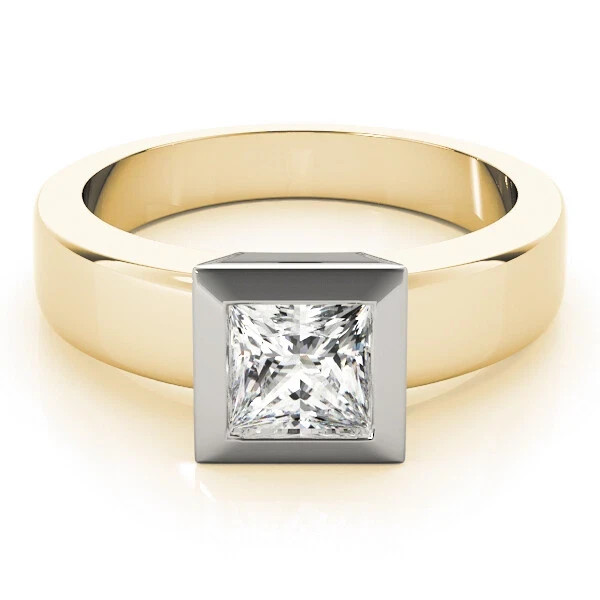 Princess Cut 1.30Ct Lab-Created Diamond Engagement Ring 14K Yellow Gold Finish