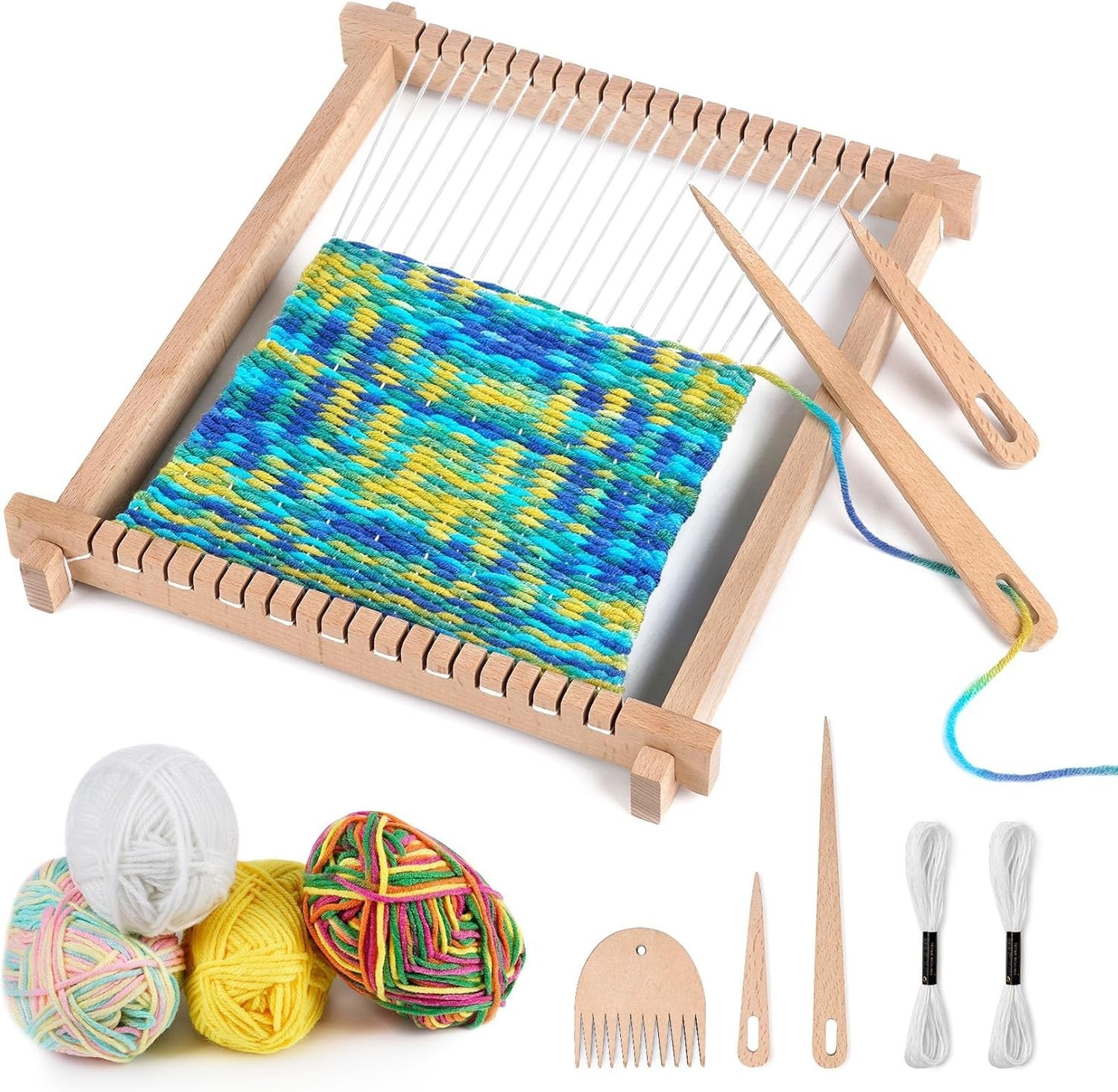 Weaving Loom Kit,9 * 11inch Wooden Weaving Loom for Kids,Adult and Beginners,...