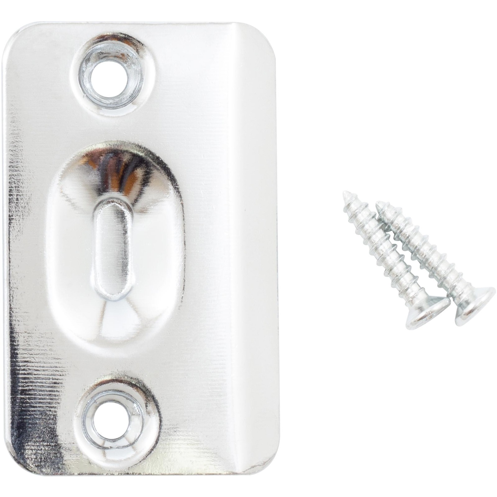 Ball Catch Strike Plate, 2-1/4" x 1-3/8", Polished Chrome by Stone Harbor Hardwa
