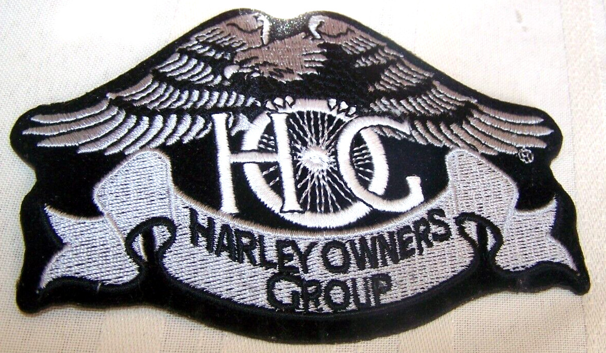 HARLEY DAVIDSON OWNERS GROUP HOG SILVER & BLACK 5" JACKET VEST PATCH VHTF