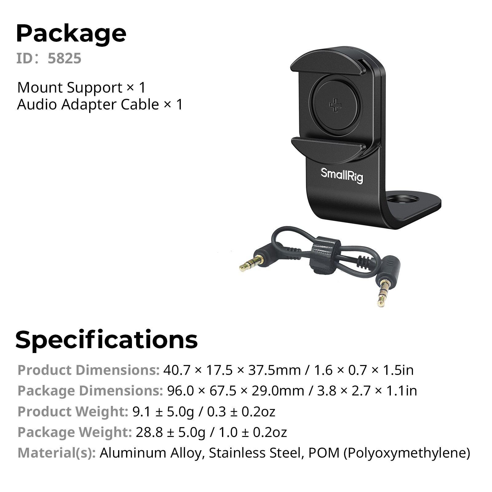 SmallRig Cold Shoe Mount Support for Insta360 X4 / X5 5825