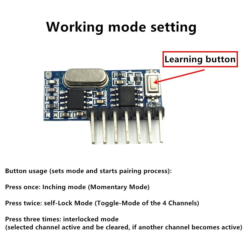 Wireless 433Mhz RF Module Receiver and Transmitter Remote Control Built-In Learn