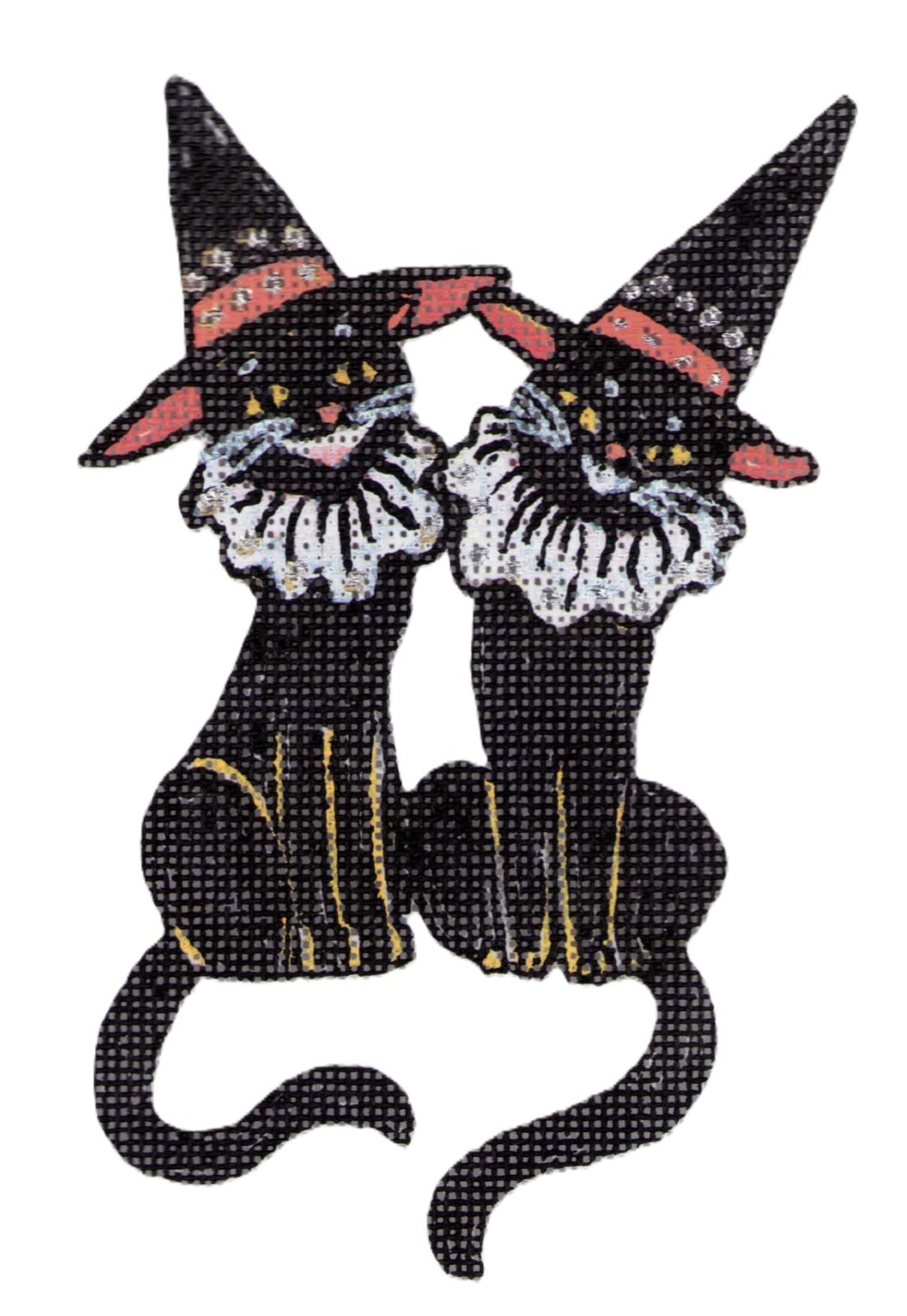 Halloween Needlepoint Canvas on 18 mesh Zweigart Twin Sisters Cat Magic Was $78