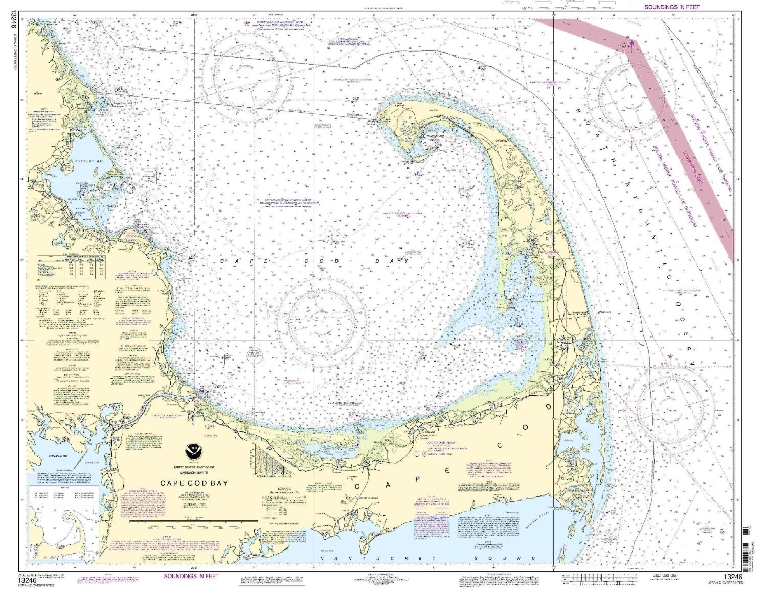 NOAA Nautical Chart 13246 Cape Cod Bay 40th Edition Marine Navigation Map