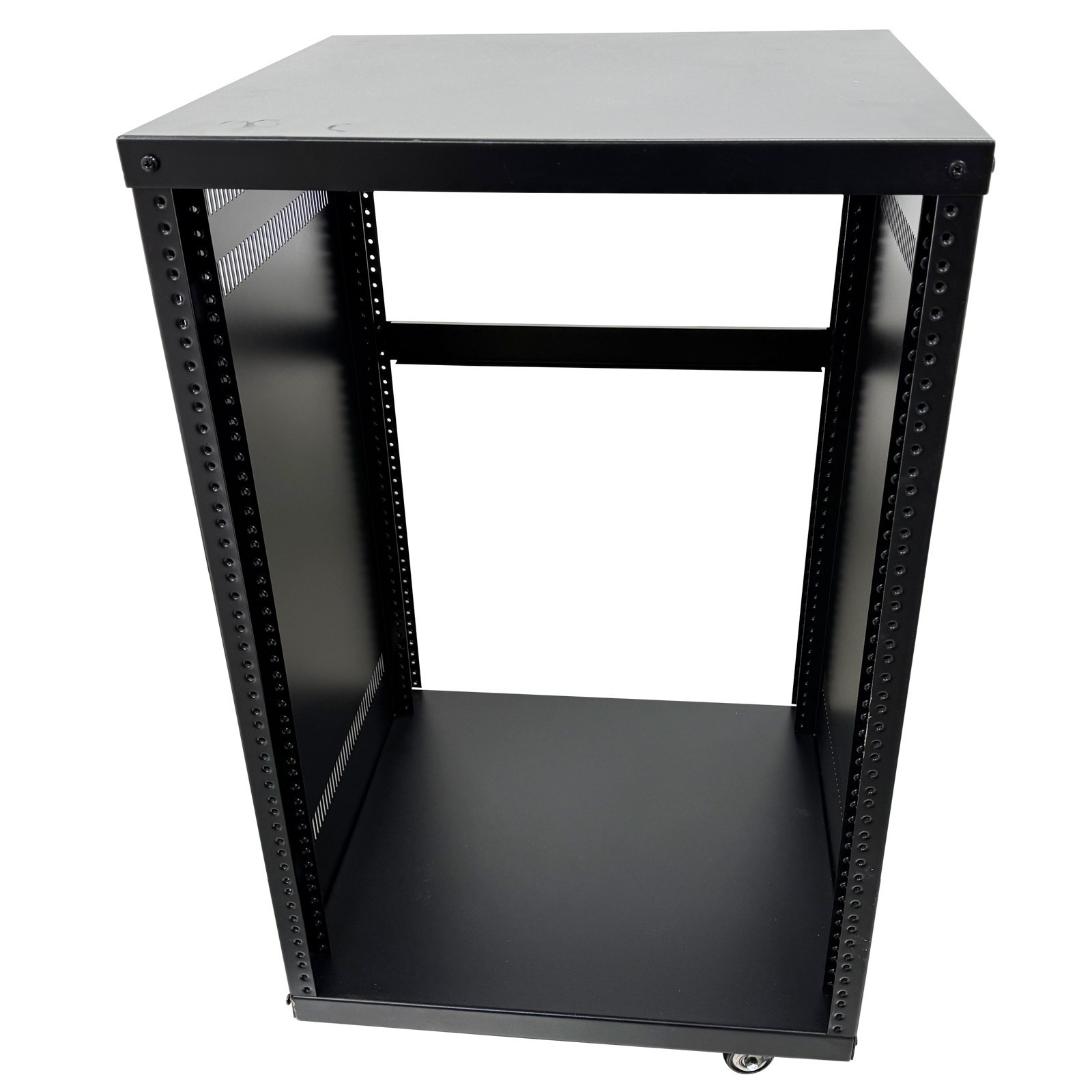 12 Space Studio Rack Case with 4" Caster Wheels 12U Open-Frame Server Rack