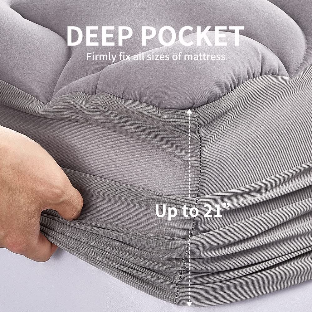 SLEEP ZONE Mattress Pad Cal King Cooling California King, Gray