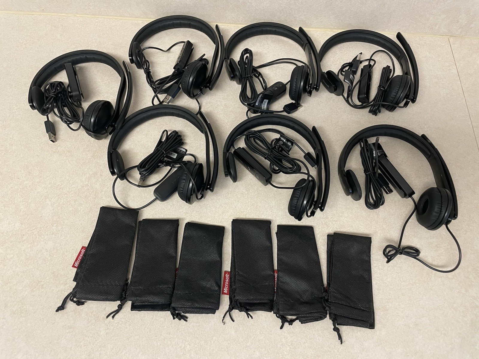 Lot Of 7 Microsoft LifeChat LX-4000 Wired USB Headset for Business