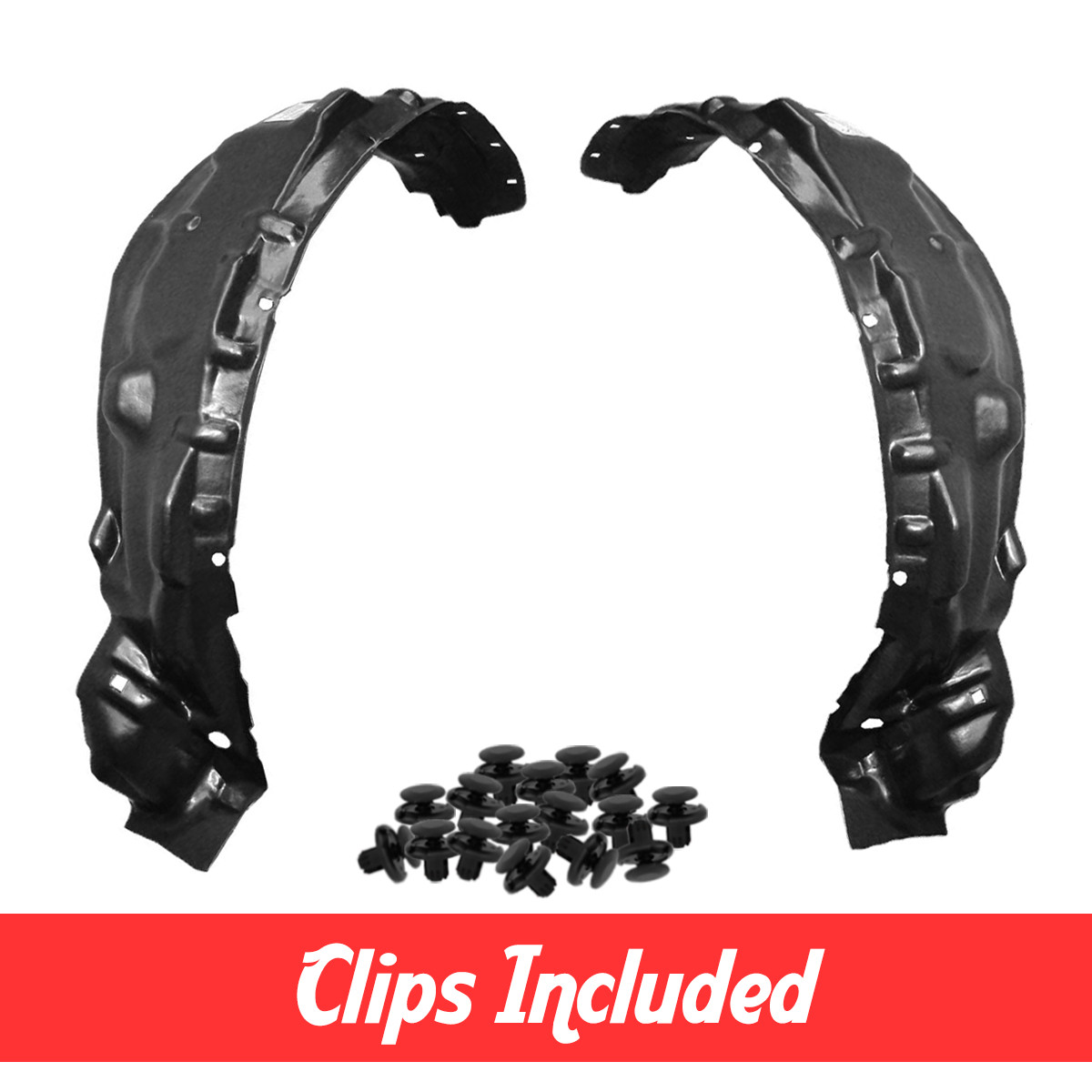 Front Driver & Passenger Fender Liner Set w/ Clips For 1995-2000 Toyota Tacoma