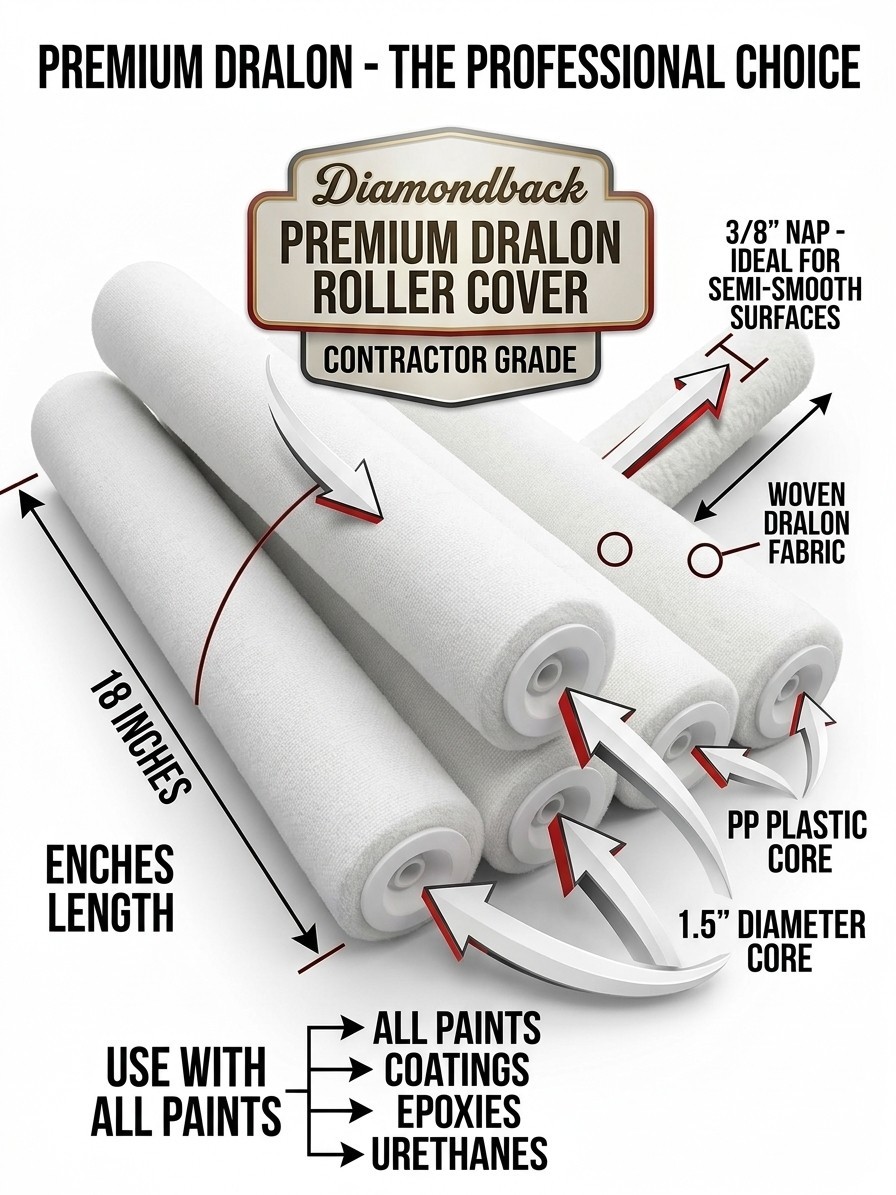 18" X 3/8"Purdy Alternative Premium Dralon Roller Covers Shed-Resistant 10-Pack