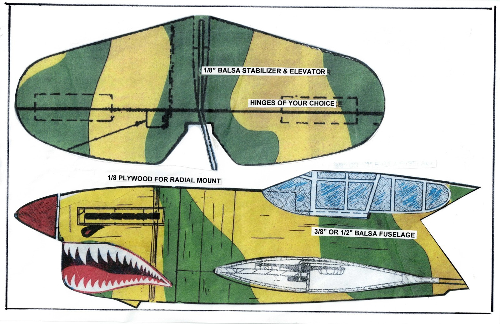 P-40 Pofile U-Control Class A 30" wing span  10 t0 19 engine