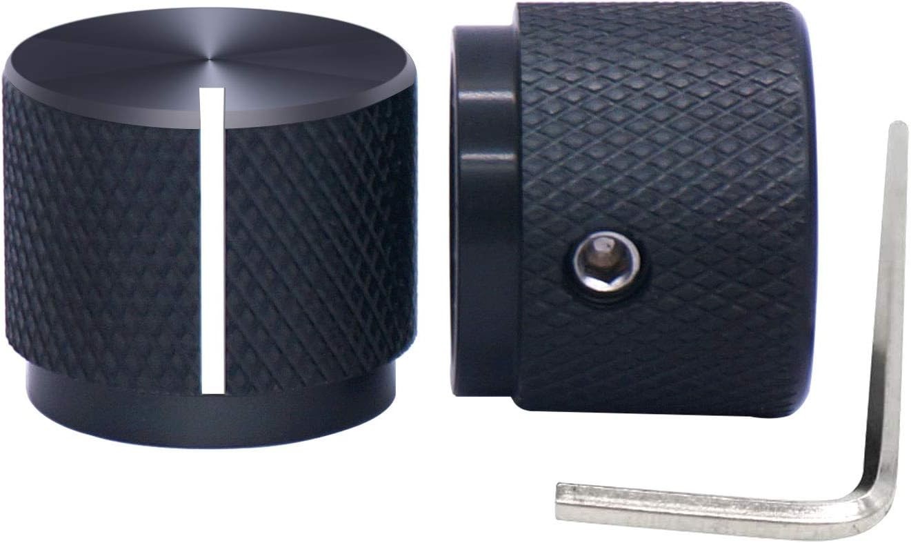 Compact Anodized Aluminum Rotary Knobs, 2pcs Volume & Switch Control - 20mm
