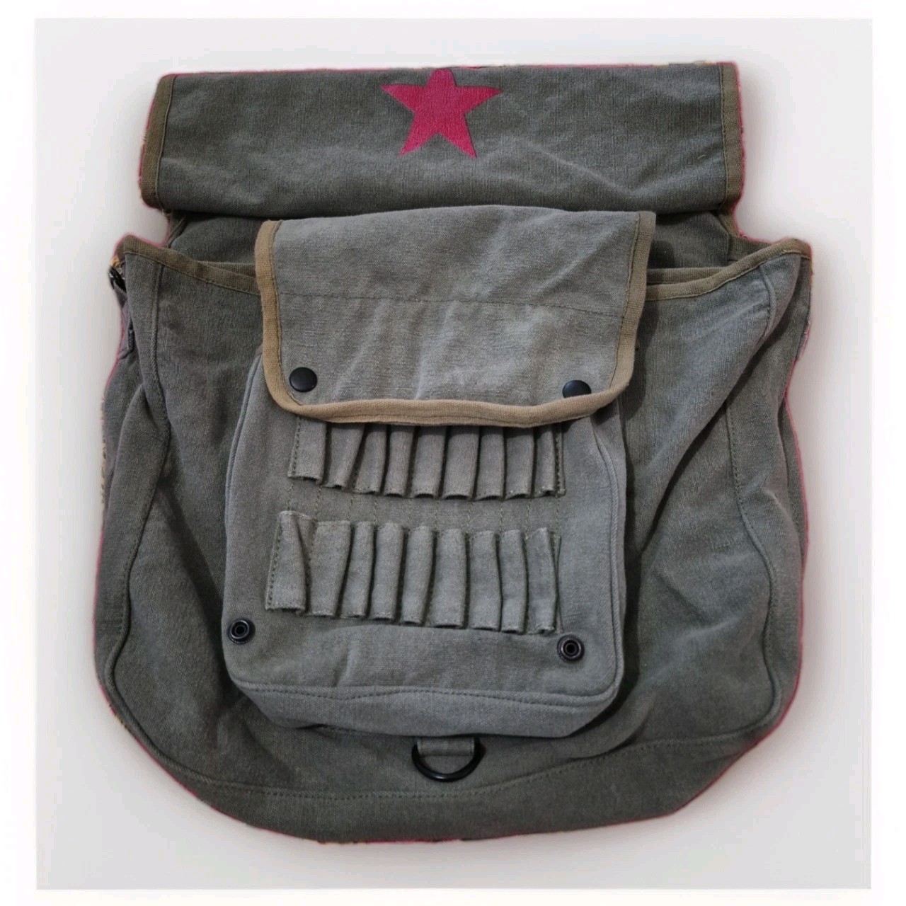 VTG Rothco Canvas Paratrooper Bag Red Star 3 Section Organizer No Strap Olive