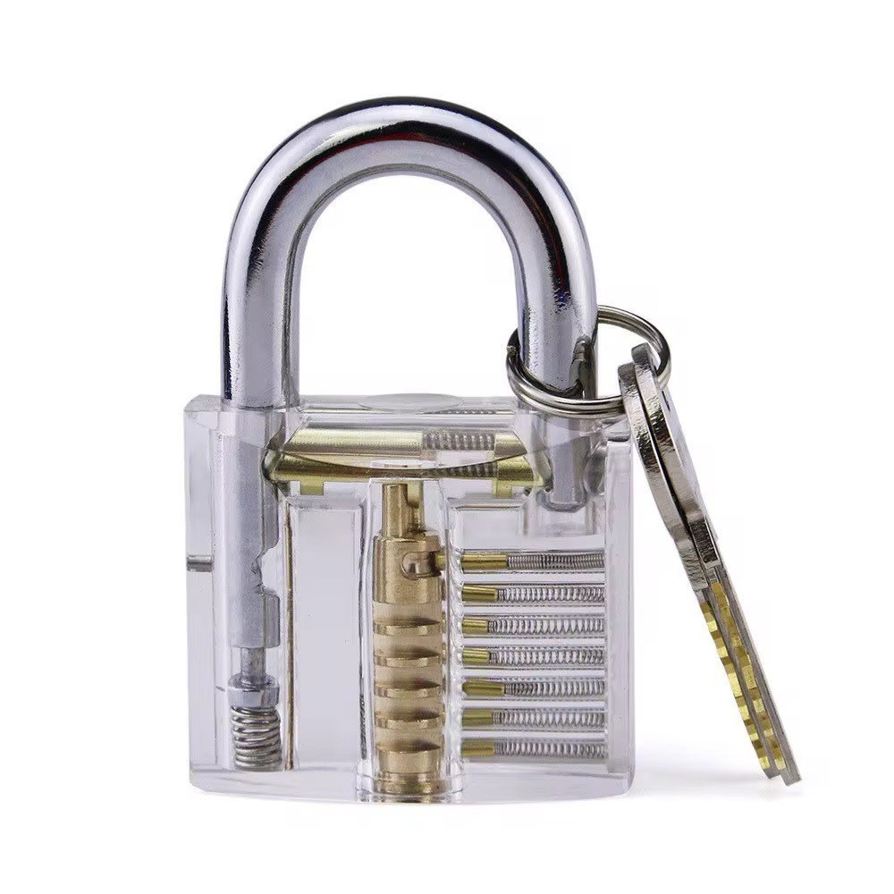 Clear Practice Padlock — Transparent Cutaway Training Lock