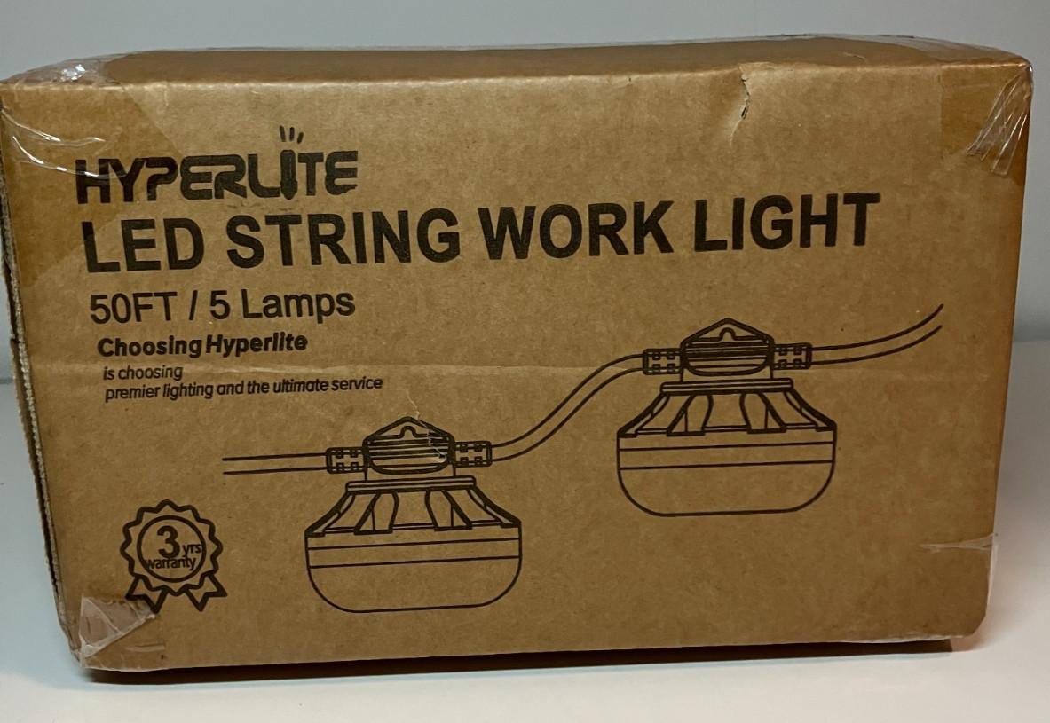 NEW Hyperlite LED String Work Light String 50FT 5 Lamps In Original BOX Sealed