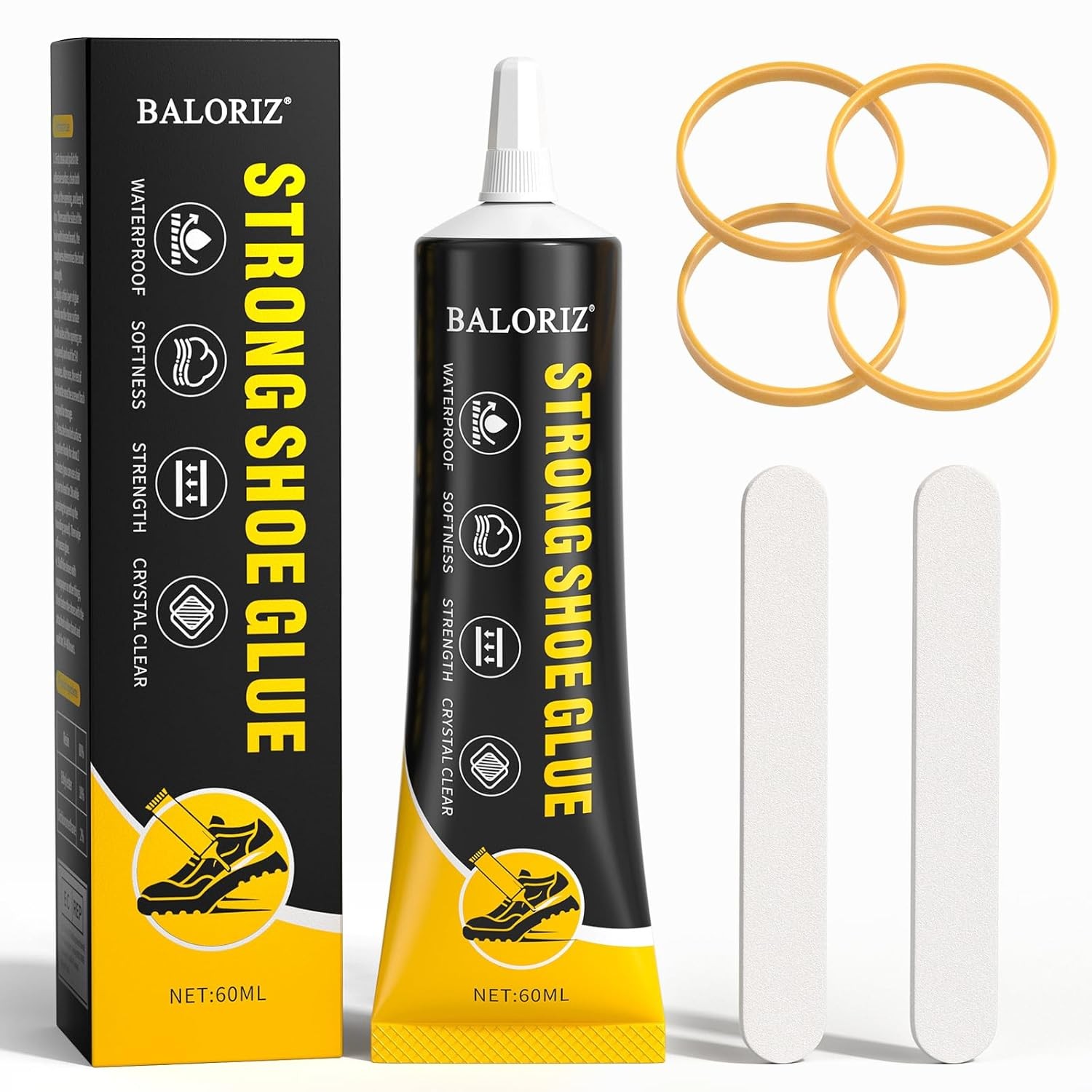 Shoe Glue Sole Repair, Transparent Repair Adhesive with Sanding...