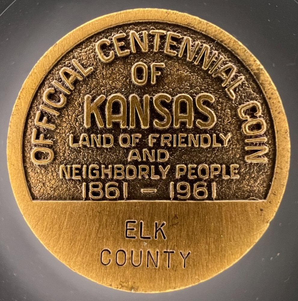 1961 Elk County Kansas State Centennial 100 Years Medallion Token 35mm