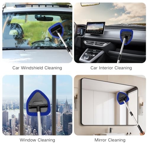 11pcs Windshield Cleaner Tool, Car Window Cleaning Wash Kit with 6 Blue