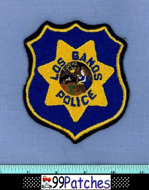 LOS BANOS (Old Vintage) CALIFORNIA Police Shoulder Patch STATE SEAL 6F