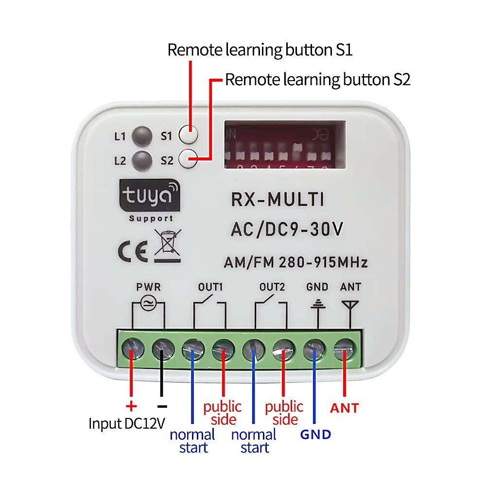 Tuya Smart WiFi Motor Switch Module 85-250V 2CH 433/868mhz universal Receiver
