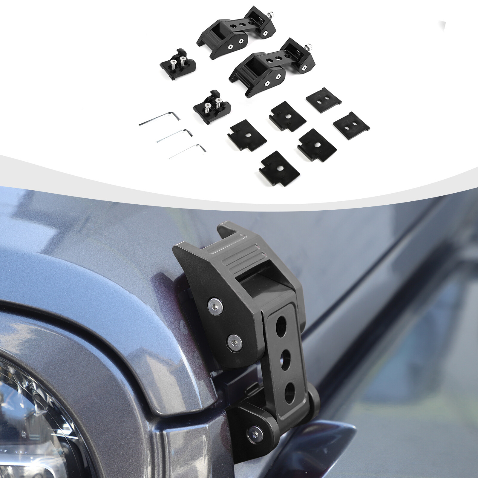 Hood Latches Aluminum Hood Catch Latch Buckle for Jeep Wrangler JK JL JT 2007-23