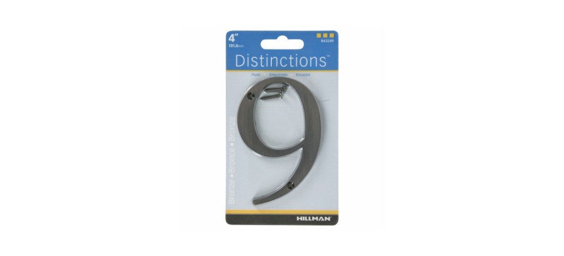 Hillman 843249 Number Distinctions 4" Bronze Zinc Die-Cast Screw-On 9