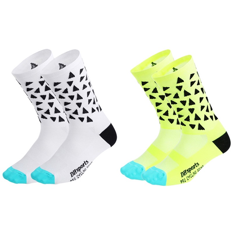 2Pairs Cycling Socks Riding Bicycle Bike Sports Ankle Socks XC MTB Green White