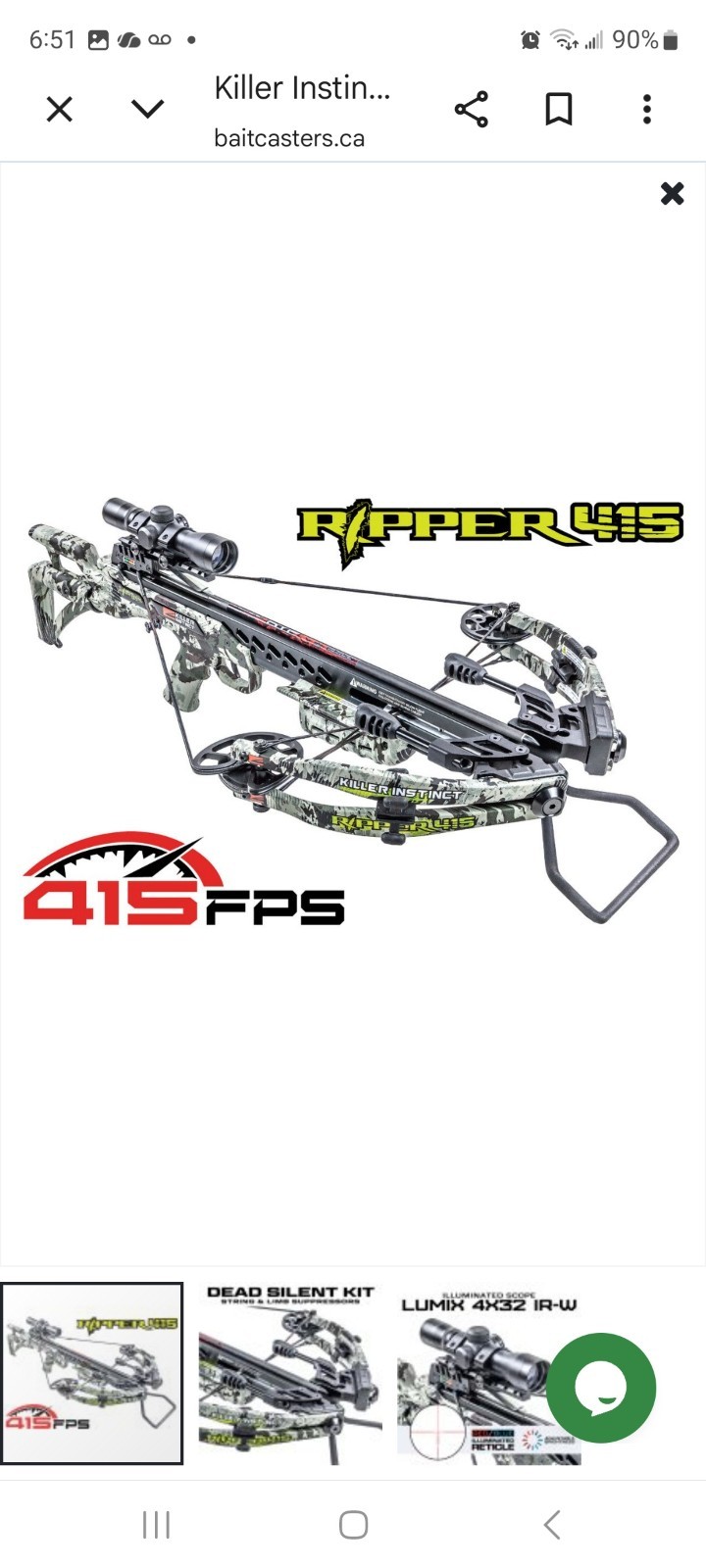 Killer Instinct Ripper 415 Crossbow Pro Package 415 FPS Camouflage