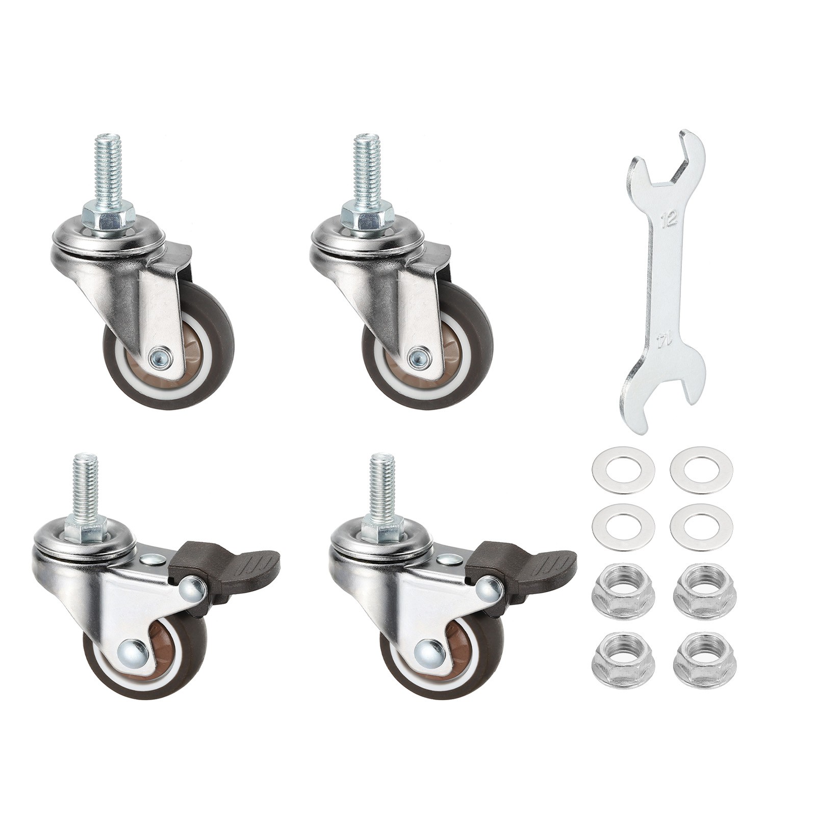 4Pcs 1.5" Stem Casters Wheels M80x20mm Low Profile Swivel Wheels Load 198Lbs