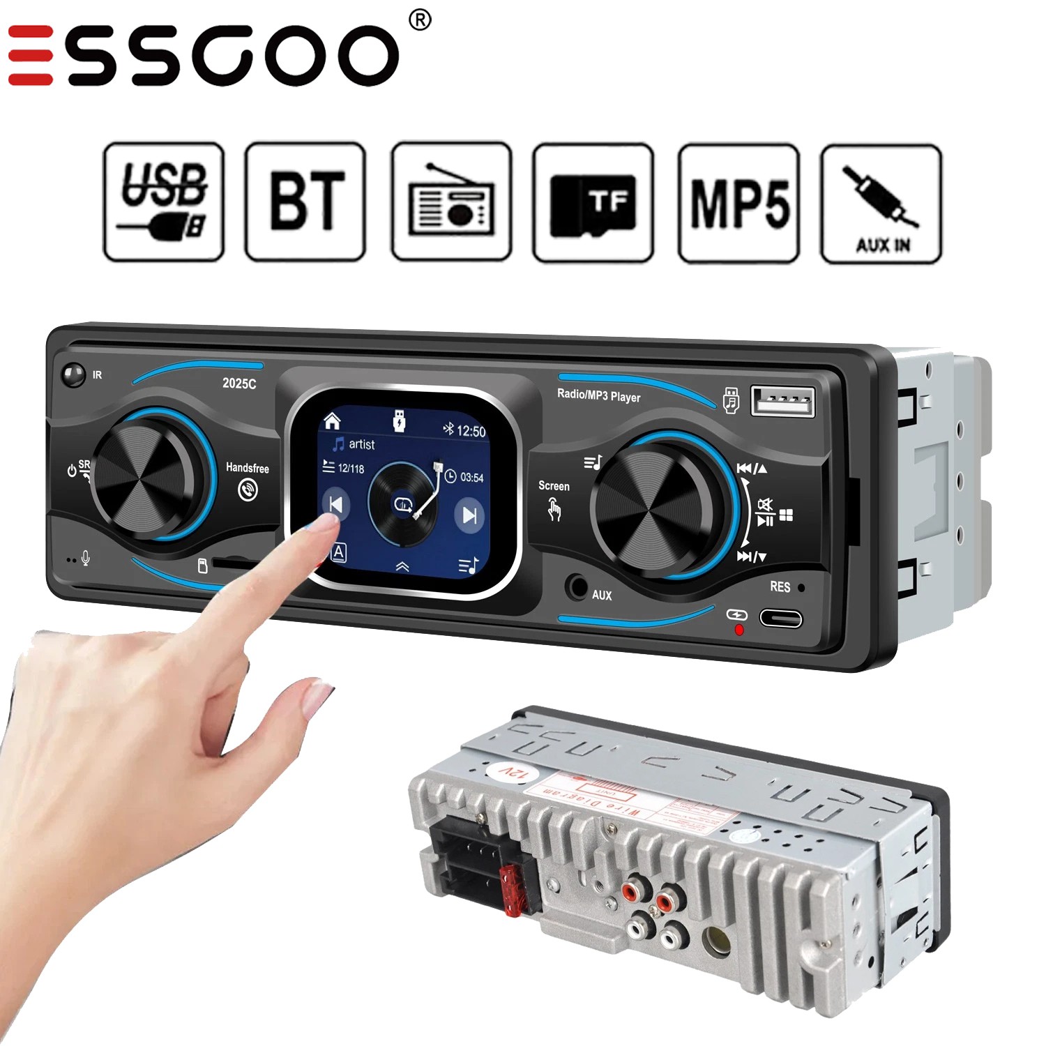 Single 1 DIN Car Stereo Radio MP3 Player Bluetooth AUX USB AM/FM Audio Receiver