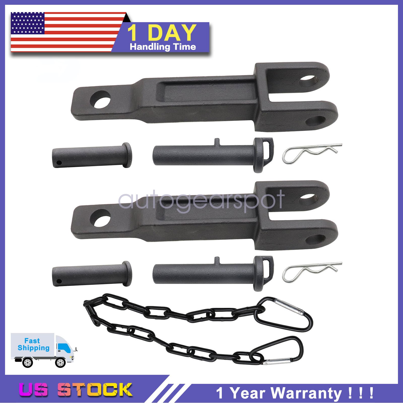2 Sets Tow Hook With Pull Pins/Frame Pins A20-6014 Fit Kenworth Peterbilt