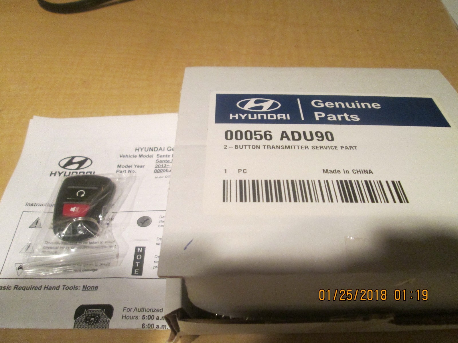OEM Hyundai Elantra Santa Fe Veloster Remote Start Fob 00056-ADU90