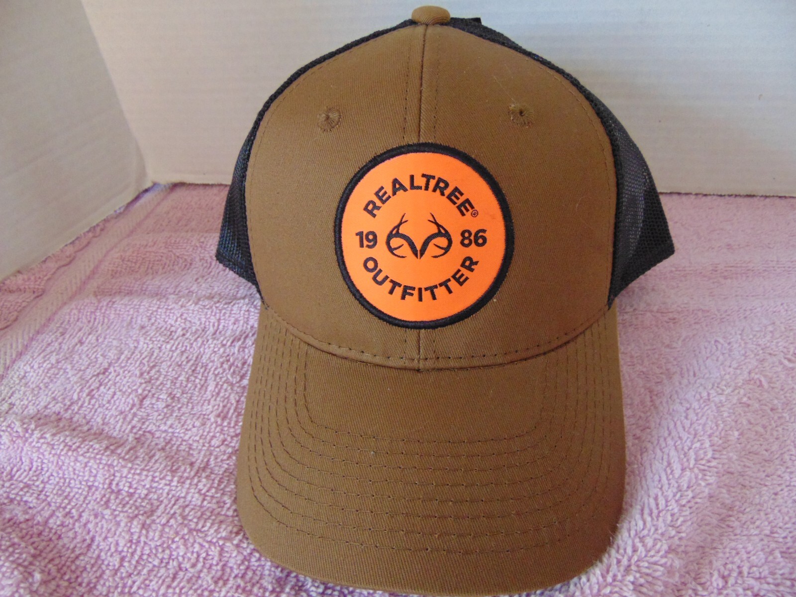 Realtree™ Outfitters 1986 Cap Brown Black Hunters Orange Hunting Mesh-Back New!