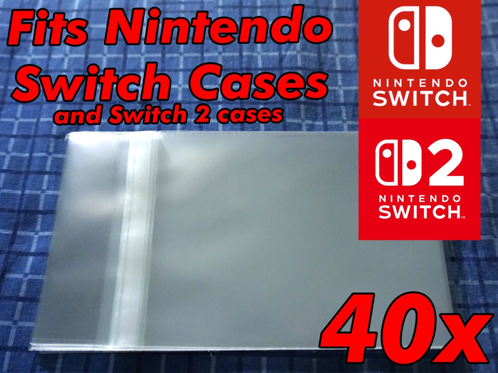 40x Nintendo Switch 1&2 Game Case Resealable Protective Sleeve Bags Sleeves OPP