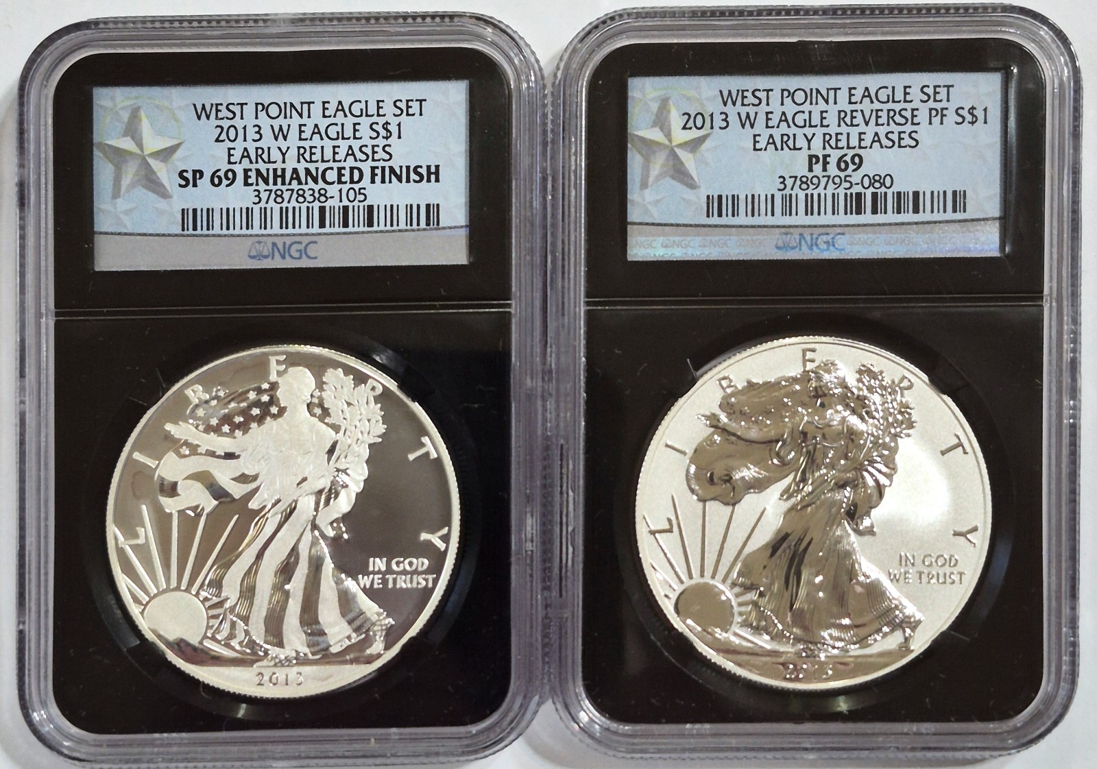 2013 W West Point American Eagle 2 Coin Set Early Releases NGC PF69 SP69