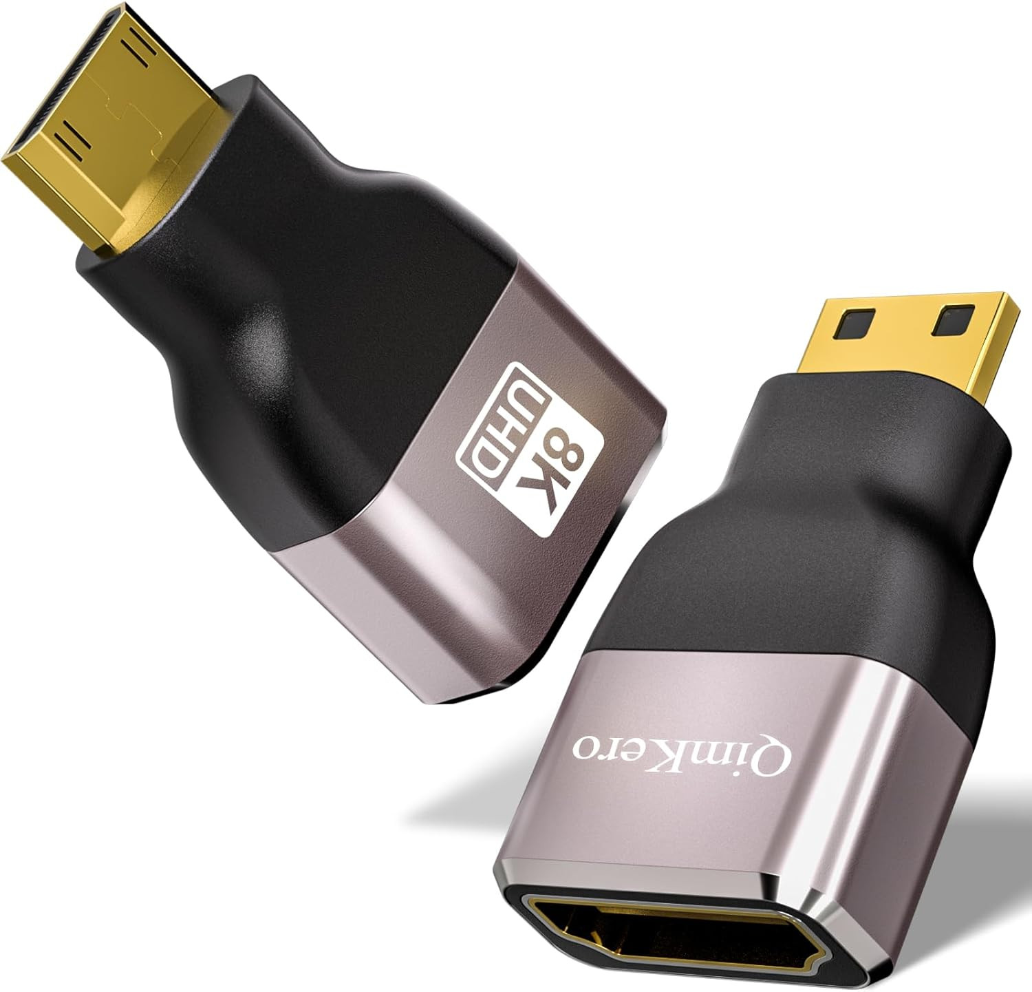 Mini HDMI to HDMI Adapter 2-Pack, 8K@60Hz, 4K@144Hz, 2K@240Hz Female to Mini HDM