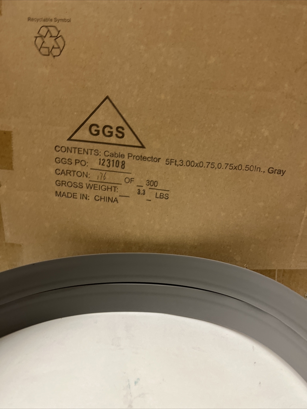 4Cek5 Cable Protector,1 Channel,Gray,5 Ft. L