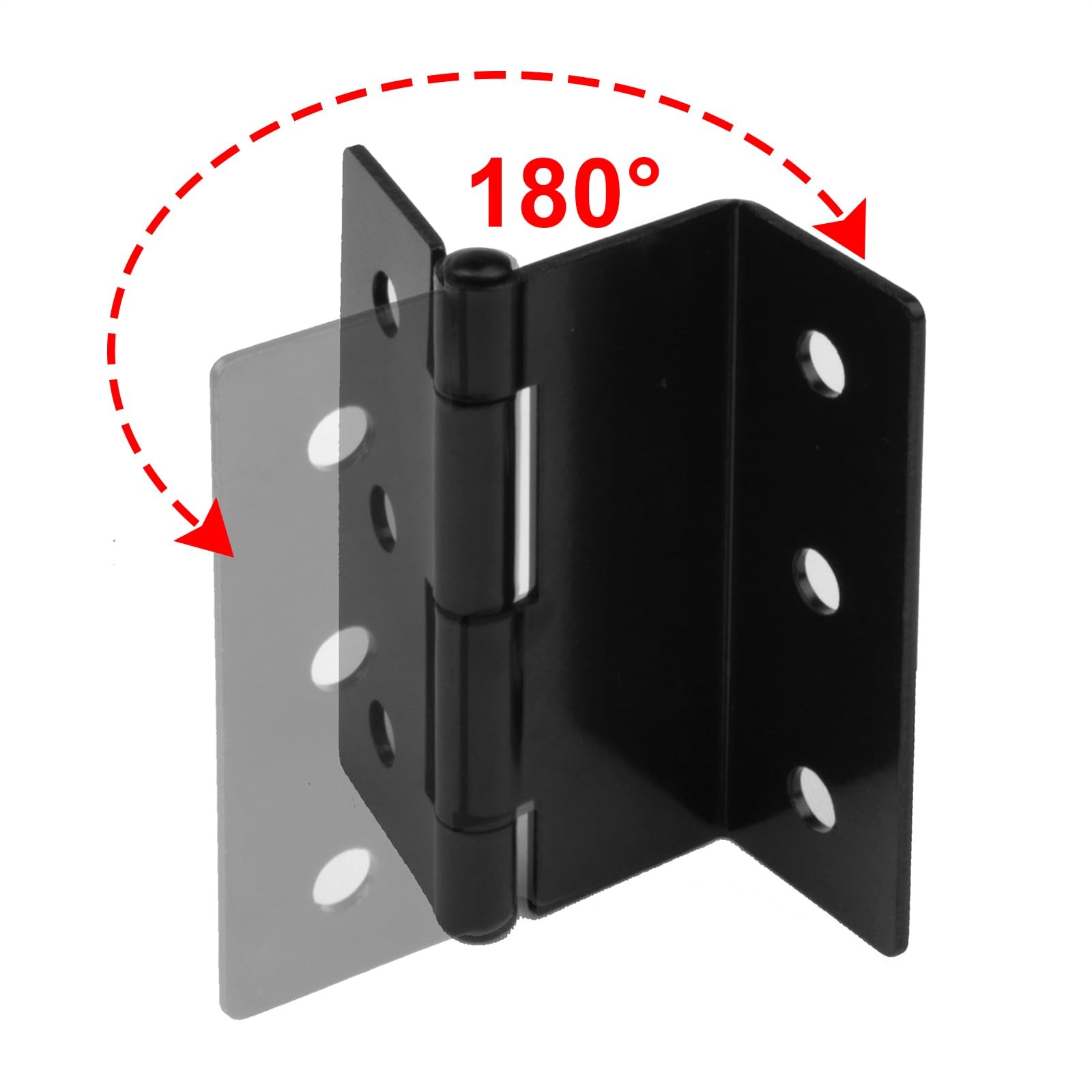 6 Pcs 3" Half-Surface Chest Hinges,Black Offset Hinge for 1" Thick Door Panel...