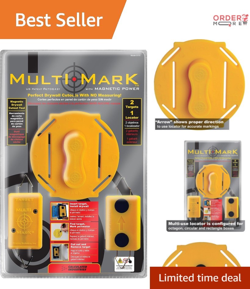 Drywall Cutout Locator Kit Magnetic Target and Magnet for Electrical Boxes