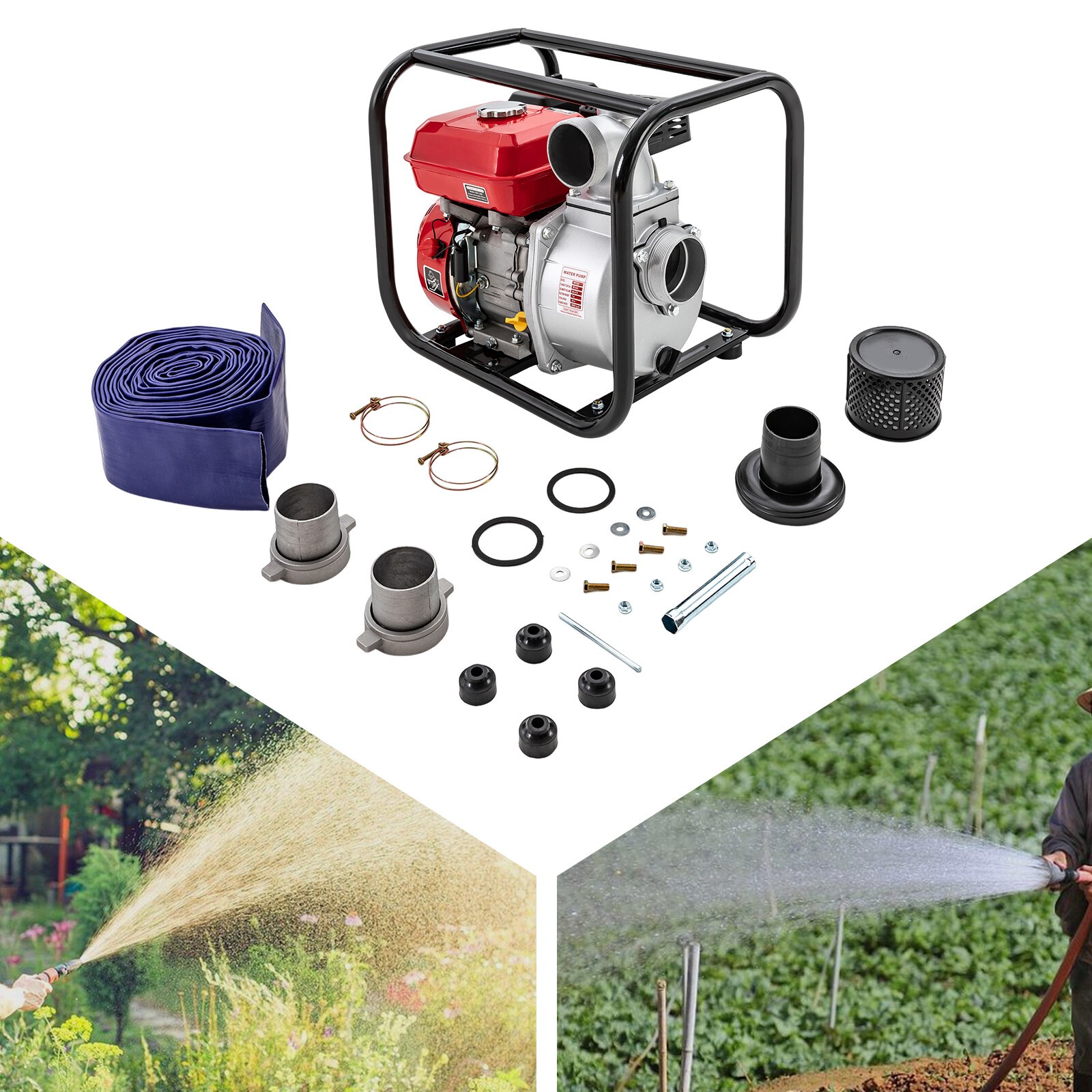 3" Inch 7.5HP Gas Water Pump Gas-Power Garden Water Irrigation Transfer Pump